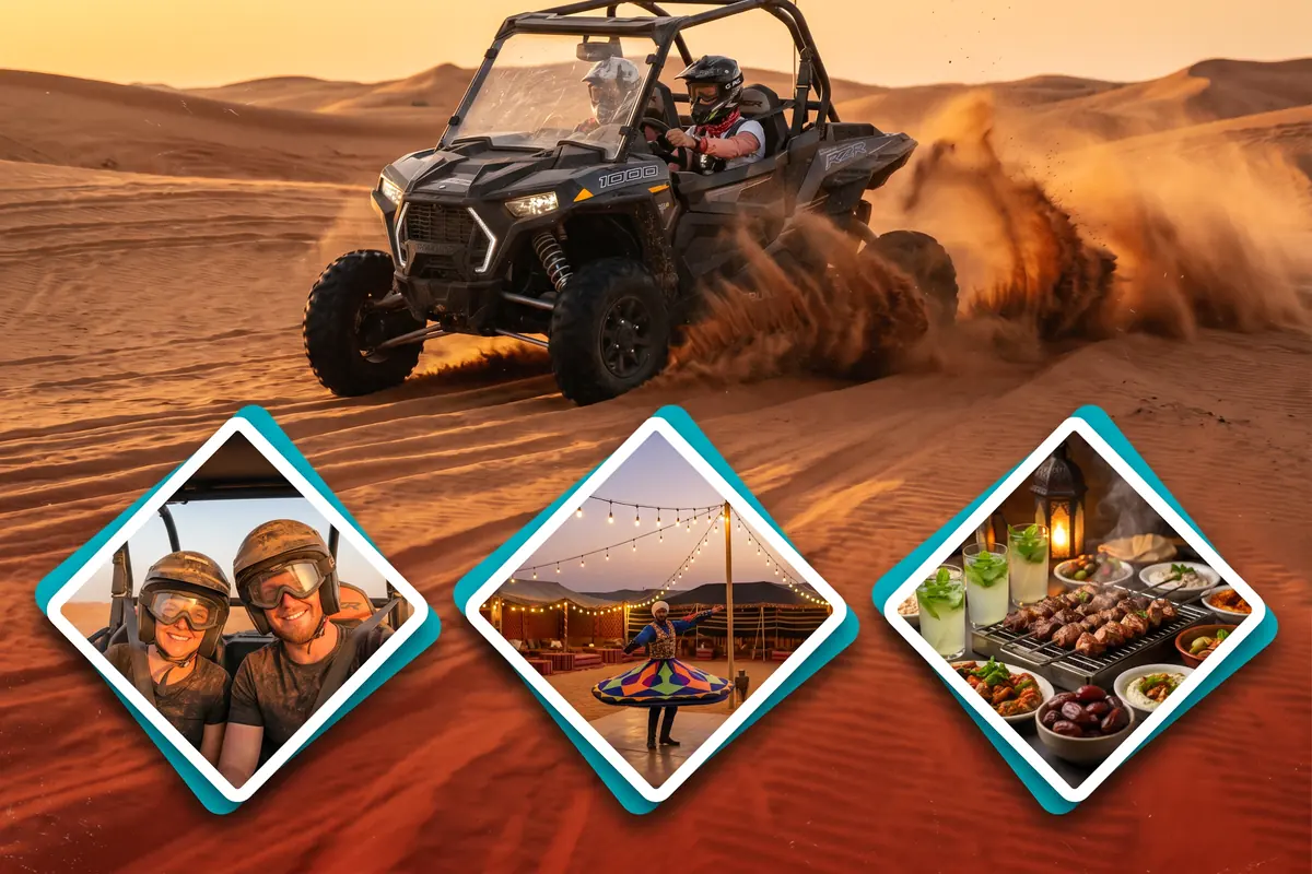 2-Seater Polaris RZR + BBQ Combo Dubai combo package with Dubai desert activities - Desert Buggy Rental Dubai