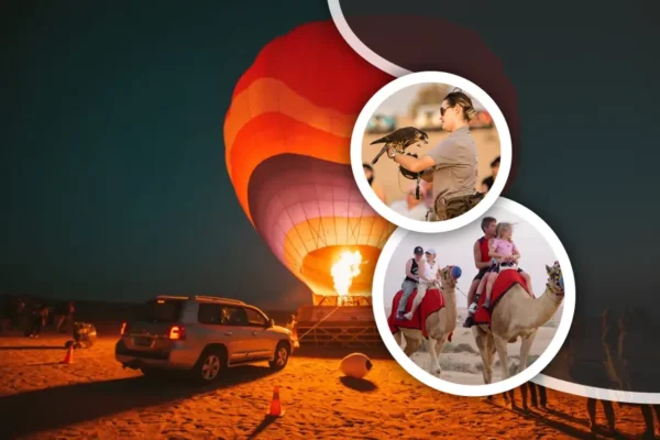 Heißluftballon Dubai Sonnenaufgangs-Wüstenflüge Heißluftballon-Sonnenaufgang über der Wüste von Dubai - Wüstenbuggy-Vermietung Dubai