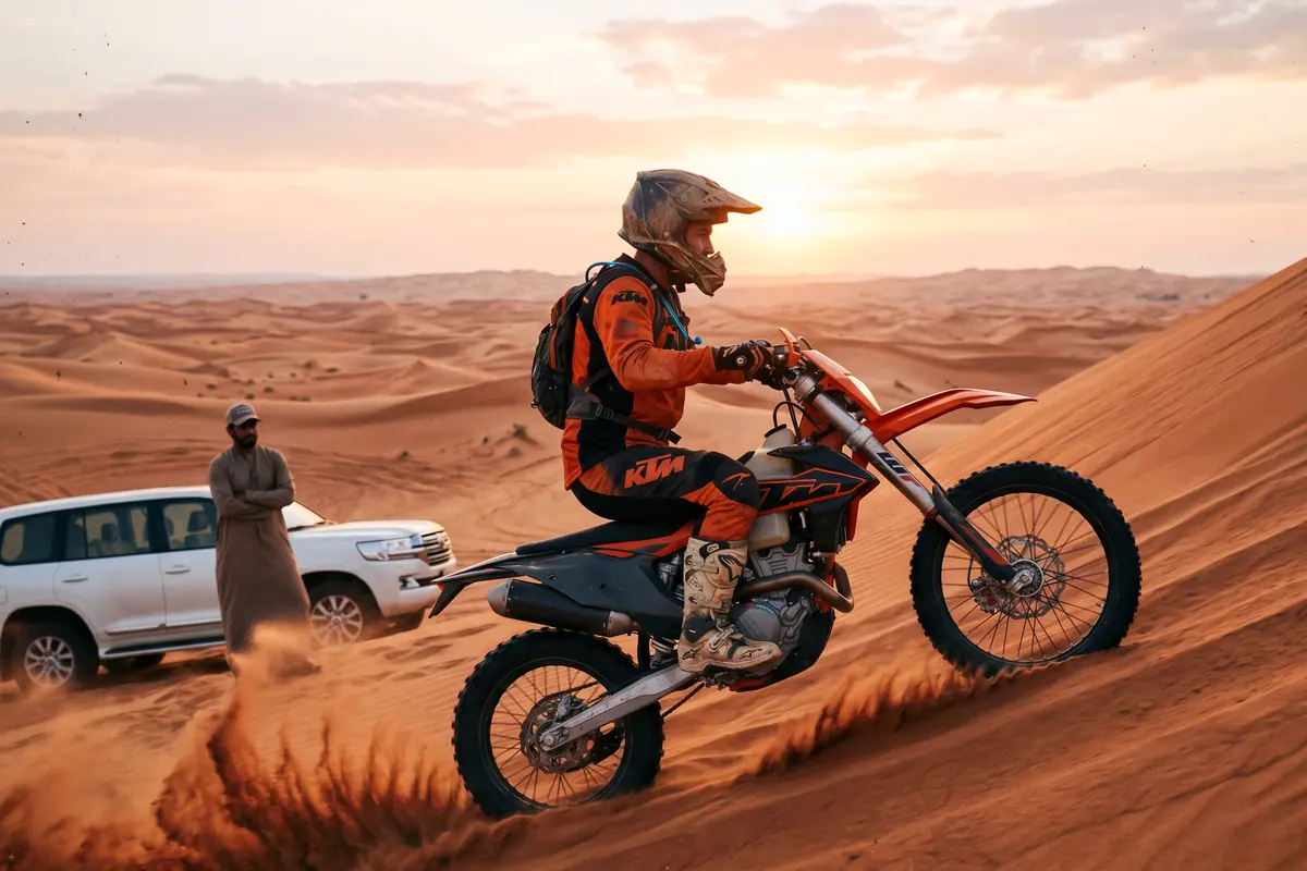 KTM 450 Dirt Bike Dubai KTM dirt bike ride in Lahbab red dunes Dubai - Desert Buggy Rental Dubai
