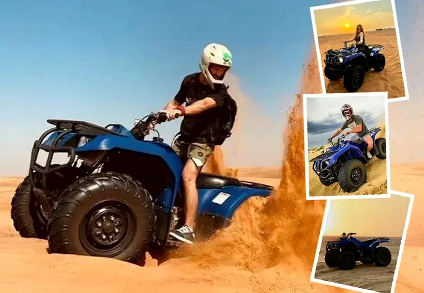 Yamaha quad bike in the open deep desert area near Dubai - Desert Buggy Rental Dubai
