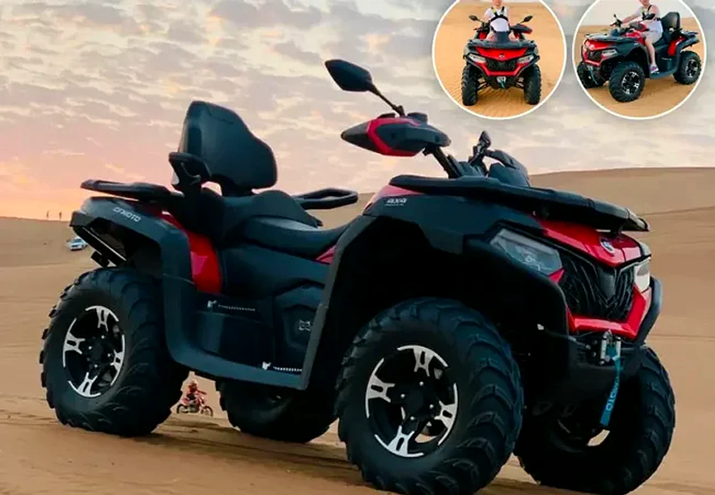 Single seater sports quad bike riding the open deep desert in Dubai - Desert Buggy Rental Dubai