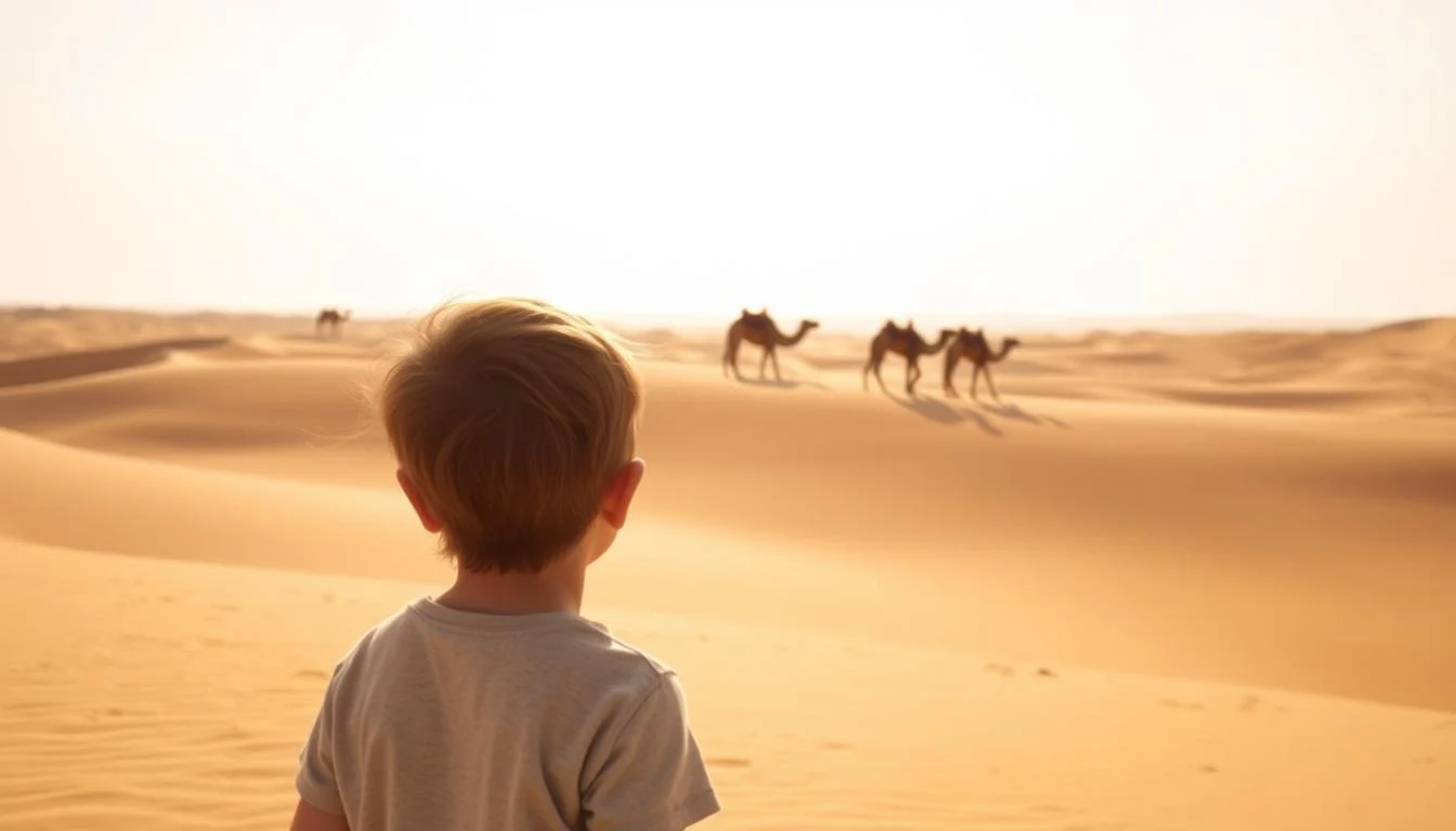 Children and adults enjoying a family-friendly desert safari with dune buggies and quad bikes in the Dubai desert