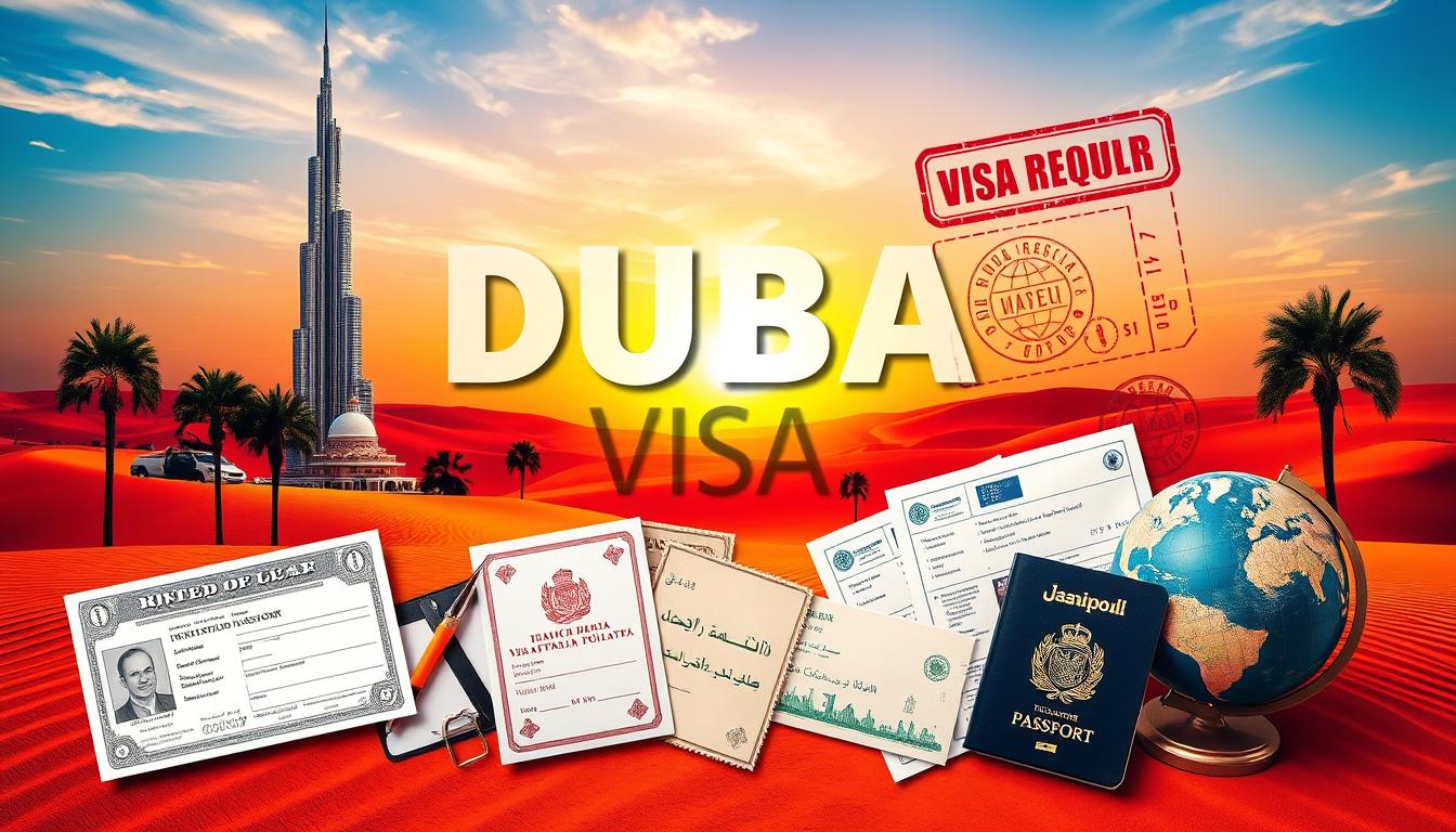 A family of tourists reviewing their Dubai visa documents before traveling to the UAE for a desert adventure