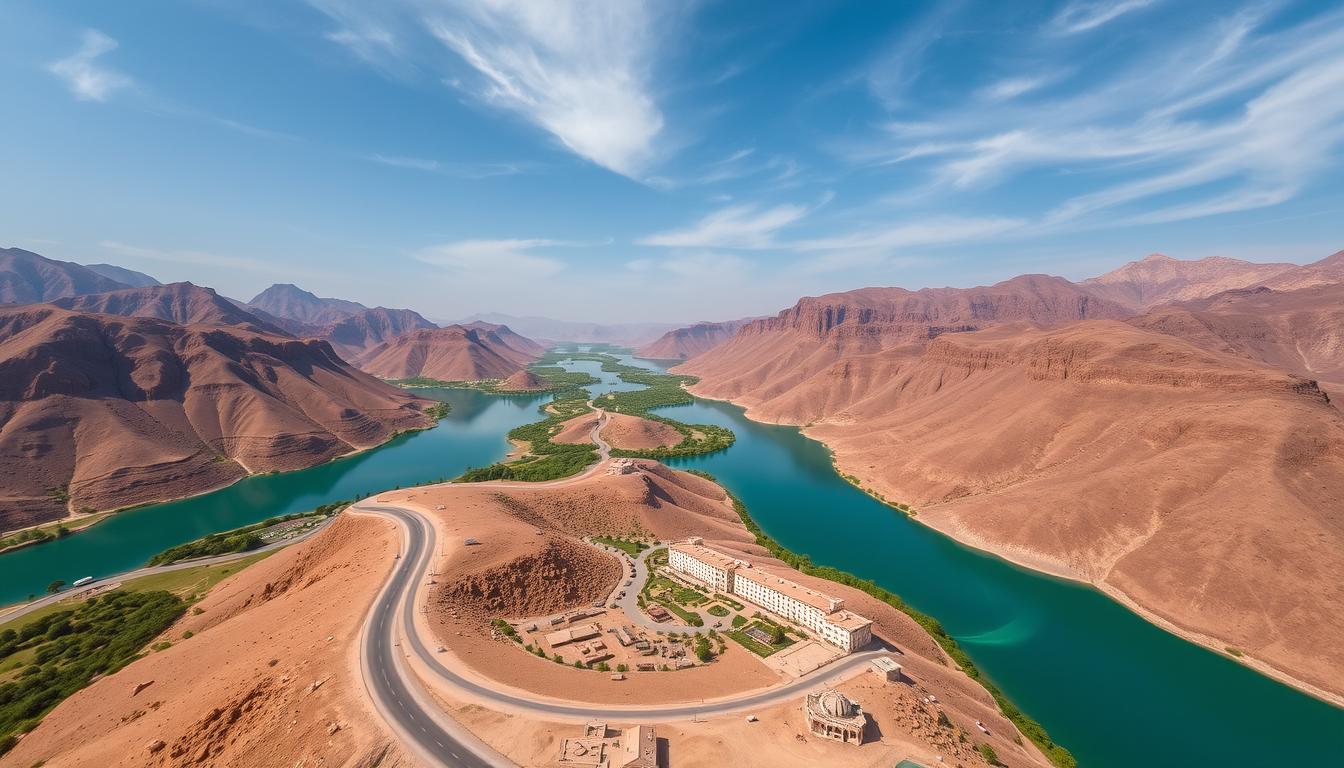 Tourists enjoying a thrilling Hatta mountain safari, surrounded by sun-kissed dunes and majestic landscapes in Dubai