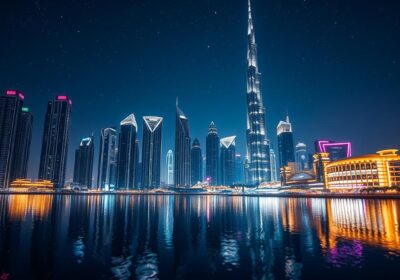 Dubai skyline night