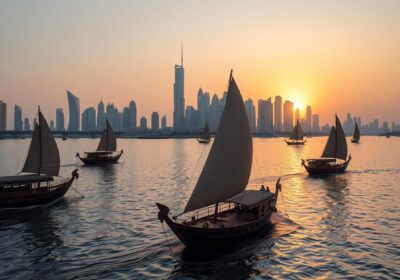 Traditional dhow boats Dubai Creek