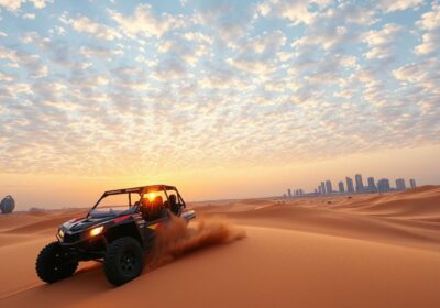 Dune buggy pickup near Dubai Production City