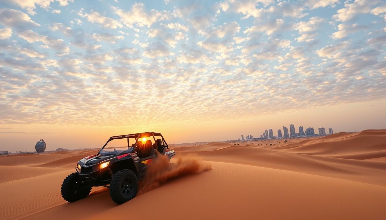 Dune buggy pickup near Dubai Production City