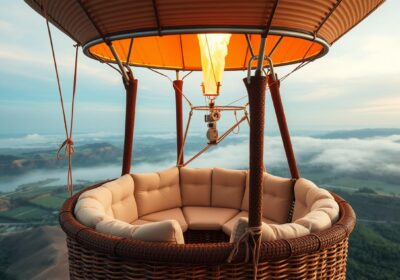 Where do passengers sit in a hot air balloon?