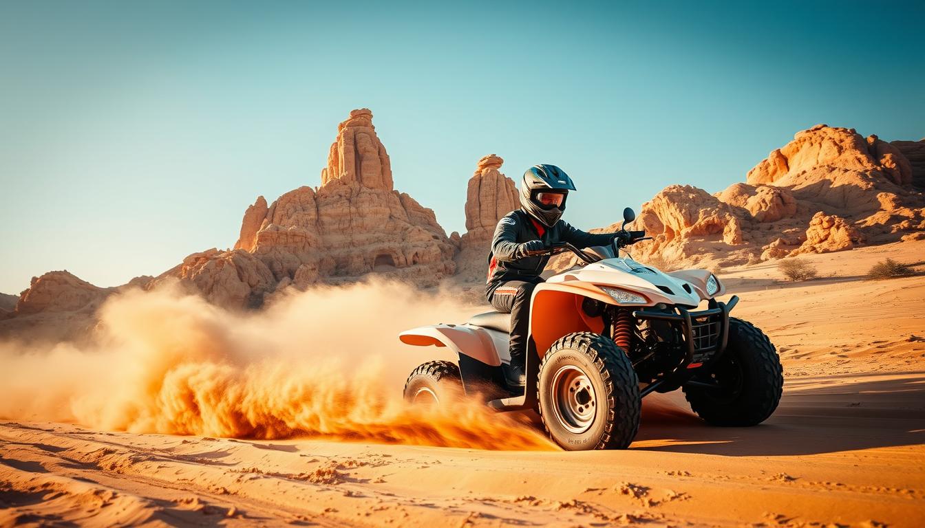 The Thrill of Quad Biking Around Fossil Rock, Sharjah
