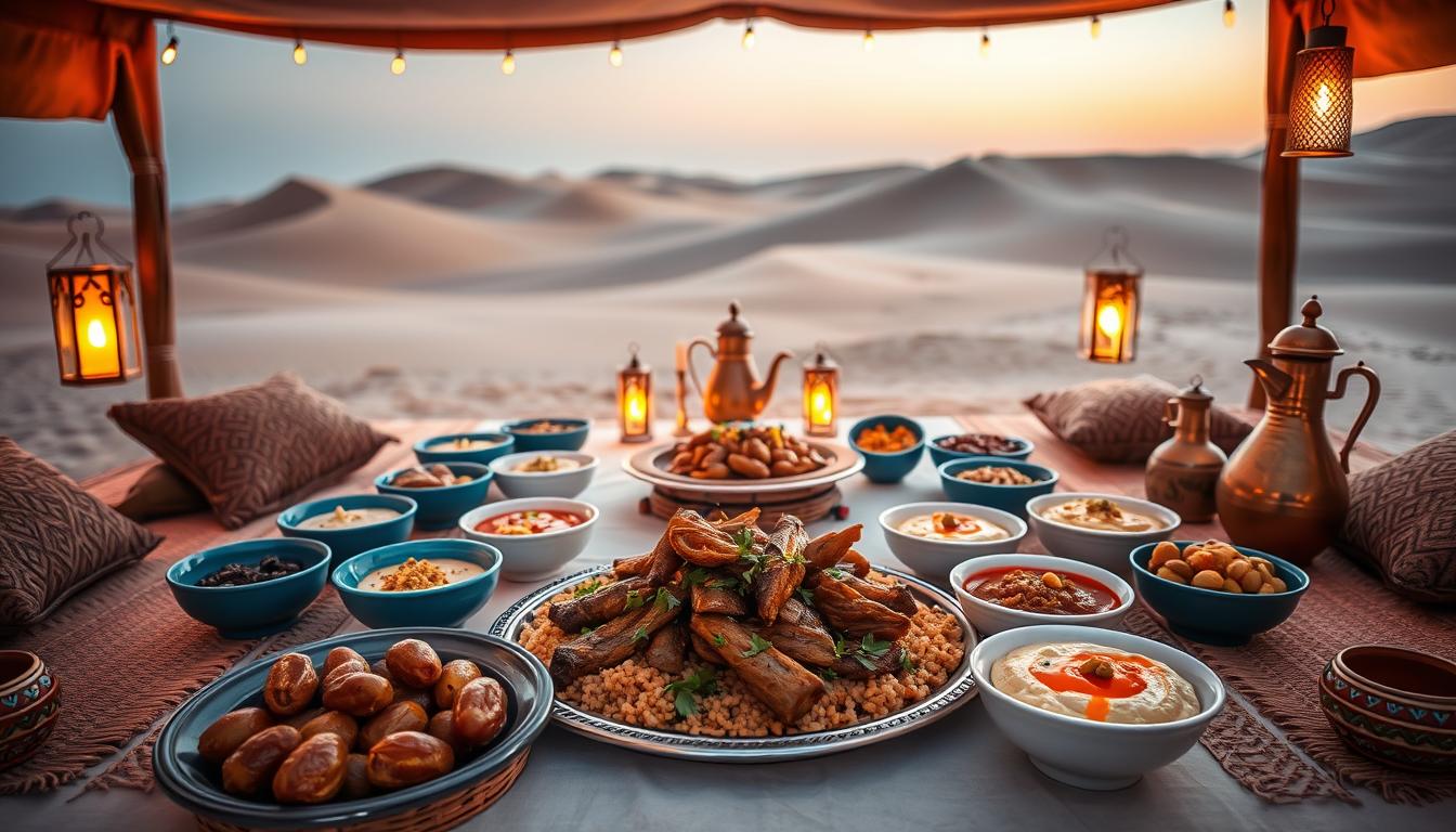 Традиционные блюда Эмиратов подаются в лагерях в пустыне